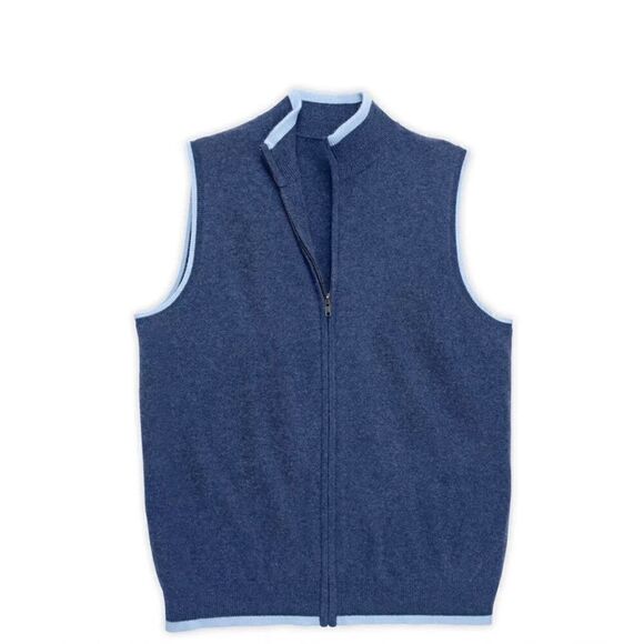 Hammacher Schlemmer The Gentleman's Cashmere Vest Zip Front Size XXL Blue - Picture 1 of 5